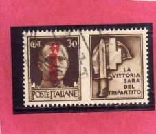 ITALIA REGNO ITALY KINGDOM 1944 RSI REPUBBLICA SOCIALE PROPAGANDA DI GUERRA WAR PROMOTION CENT. 30 IV TIPO USATO USED - Kriegspropaganda