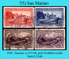 San-Marino-0055 - 1928-Sassone: N.137/140, Privi Di Difetti Occulti. - Oblitérés