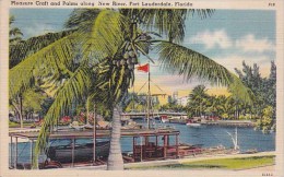 Pleasure Craft And Palms Along New River Fort Lauderdale Florida 1946 - Fort Lauderdale