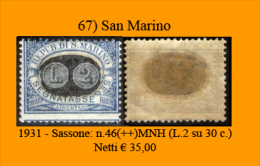 San-Marino-0067 - 1931-Sassone: N. 46 (++) MNH. - Timbres-taxe