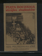 POLAND SOLIDARITY SOLIDARNOSC POCZTA NIEZALEZNA 1985 5TH ANNIV STUDENT STRIKES LODZ POLYTECHNIC - Solidarnosc Labels