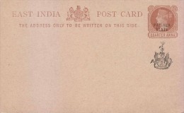 Br India, Queen Victoria, Postal Card, Postal Stationery, Patiala State Overprint, Mint, INDIA - 1882-1901 Imperium