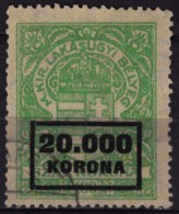 1923 Hungary - Housing / Flat Tax - Revenue Stamp - 50 K - Used / Overprint - Fiscale Zegels