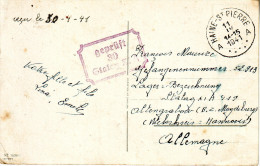 KRIJGEGEVANGENEN  Pk "HAINE-ST. PIERRE 11.IV.1941"  Naar "STALAG XI A / 30 / Geprüft " (= ALTENGRABAU) - Guerre 40-45 (Lettres & Documents)
