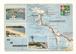 Cp, Carte Géographique, Ile De Noimoutier (Vendée), Voyagée 1968 - Carte Geografiche