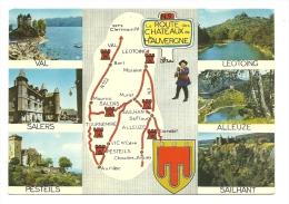 Cp, Carte Géographique, La Route Des Châteaux De Haute Auvergne - Carte Geografiche