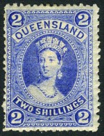 Queensland #74 Mint Hinged 2sh Ultra Victoria From 1882 (thin Paper) - Mint Stamps