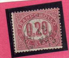 ITALIA REGNO ITALY KINGDOM 1875 SERVIZIO FRANCOBOLLO DI STATO SERVICE CENT. 20 (0,20) USATO USED - Servizi