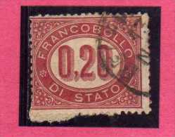 ITALIA REGNO ITALY KINGDOM 1875 SERVIZIO FRANCOBOLLO DI STATO SERVICE CENT. 20 (0,20) USATO USED - Service