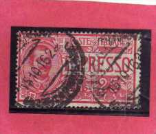 ITALIA REGNO ITALY KINGDOM 1903 ESPRESSI EFFIGIE RE VITTORIO EMANUELE ESPRESSO SPECIAL DELIVERY CENT. 25 USATO USED - Poste Exprèsse