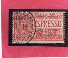 ITALIA REGNO ITALY KINGDOM 1903 ESPRESSI EFFIGIE RE VITTORIO EMANUELE ESPRESSO SPECIAL DELIVERY CENT. 25 USATO USED - Poste Exprèsse