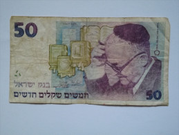 BILLET ISRAEL - P.55b (signe  7) - 1988 - 50 NEW SHEQALIM - SHMUEL YOSEF AGNON - LIVRES - JERUSALEM - Israele