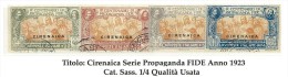 CIRENAICA - ANNO 1923 - PROPAGANDA FIDE - USATA - N° 1/4 - Cirenaica