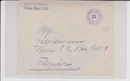 ENVELOPPE MILITAIRE SUISSE - STABSKP. FUS. BAT. 26 - HILFSFOND - POSTE DE CAMPAGNE - Cartas & Documentos