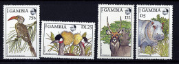 Gambie ** N° 698 à 701 - Faune Et Flore (II) (calao Et Filao, Grues Et Millet, Kob Et Baobab, Hippopotame Et Papayer Pri - Gambia (1965-...)