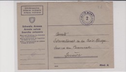 ENVELOPPE MILITAIRE SUISSE - BTTR. MONT. 2 - POSTE DE CAMPAGNE - Cartas & Documentos