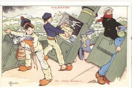 Carte Postale Ancienne Illustrateur Gervèse - Etale Dessus - Cuisine De Bord, Bateau, Navire Militaire, Marins - Gervese, H.