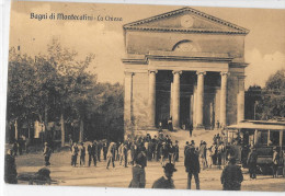 TOSCANA-PISTOIA-MONTECATI NI BAGNI PIAZZA UMBERTO CHIESA TRAM TRAMVAY ANIMATA ( VIAGG.1908) - Sonstige & Ohne Zuordnung