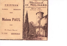 Calendrier Publicitaire 1937  Maison Paul 15 Cours Berriat Grenoble  Et De  Molinard Parfumeur De Provence  Petit Format - Groot Formaat: 1921-40