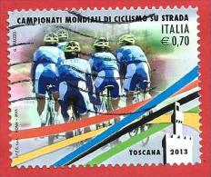 ITALIA REPUBBLICA USATO - 2013 - Campionati Mondiali Di Ciclismo Su Strada - € 0,70 - S. 3409 - 2011-20: Gebraucht