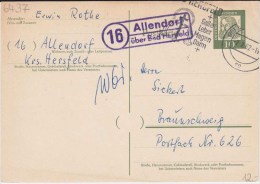 Bund Bed Deutsche Dürer P 60 Landpost Stempel Allendorf ü Bad Hersfeld 1962 - Cartes Postales - Oblitérées