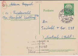 Bund Heuss P 31 PSt I Stempel Friedewald ü Bad Hersfeld 1957 - Postcards - Used