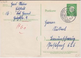 Bund Heuss P 37 PSt I Stempel Erbstadt ü Friedberg (Hessen) 1961 - Cartoline - Usati