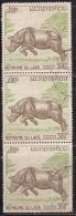 Laos Fine Used 1971, Strip Of 3, 300k Javan Rahinoceros, Rahino, Animal, Animals, (sample Image) - Rhinoceros