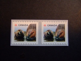 CANADA 2014 BABY WILDLIFE   WIDE COIL HORIZONTAL  2 STAMPS  MNH**  (053700-120) - Ungebraucht