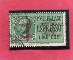 ITALIA REGNO ITALY KINGDOM 1944 ESPRESSI FASCIO CARMINIO LILLACEO FIRENZE ESPRESSO SPECIAL DELIVERY LIRE 1,25 USED USATO - Poste Exprèsse