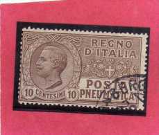 ITALIA REGNO ITALY KINGDOM 1913 1923 POSTA PNEUMATICA EFFIGIE RE VITTORIO EMANUELE EFFIGY KING CENT. 10 USED USATO - Correo Neumático