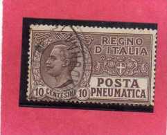 ITALIA REGNO ITALY KINGDOM 1913 1923 POSTA PNEUMATICA EFFIGIE RE VITTORIO EMANUELE EFFIGY KING CENT. 10 USED USATO - Poste Pneumatique