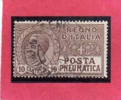 ITALIA REGNO ITALY KINGDOM 1913 1923 POSTA PNEUMATICA EFFIGIE RE VITTORIO EMANUELE EFFIGY KING CENT. 10 USED USATO - Correo Neumático