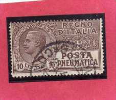 ITALIA REGNO ITALY KINGDOM 1913 1923 POSTA PNEUMATICA EFFIGIE RE VITTORIO EMANUELE EFFIGY KING CENT. 10 USED USATO - Rohrpost