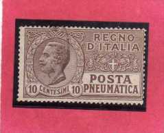 ITALIA REGNO ITALY KINGDOM 1913 1923 POSTA PNEUMATICA EFFIGIE RE VITTORIO EMANUELE EFFIGY KING CENT. 10 USED USATO - Correo Neumático