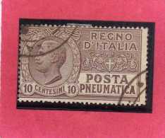 ITALIA REGNO ITALY KINGDOM 1913 1923 POSTA PNEUMATICA EFFIGIE RE VITTORIO EMANUELE EFFIGY KING CENT. 10 USED USATO - Pneumatic Mail