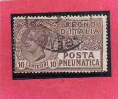 ITALIA REGNO ITALY KINGDOM 1913 1923 POSTA PNEUMATICA EFFIGIE RE VITTORIO EMANUELE EFFIGY KING CENT. 10 USED USATO - Rohrpost