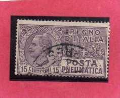 ITALIA REGNO ITALY KINGDOM 1913 1923 POSTA PNEUMATICA EFFIGIE RE VITTORIO EMANUELE EFFIGY KING CENT. 15 USED USATO - Pneumatische Post