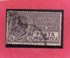 ITALIA REGNO ITALY KINGDOM 1913 1923 POSTA PNEUMATICA EFFIGIE RE VITTORIO EMANUELE EFFIGY KING CENT. 15 USED USATO - Pneumatic Mail