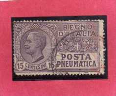 ITALIA REGNO ITALY KINGDOM 1913 1923 POSTA PNEUMATICA EFFIGIE RE VITTORIO EMANUELE EFFIGY KING CENT. 15 USED USATO - Posta Pneumatica