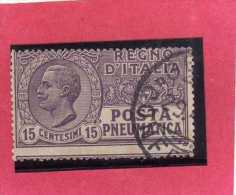 ITALIA REGNO ITALY KINGDOM 1913 1923 POSTA PNEUMATICA EFFIGIE RE VITTORIO EMANUELE EFFIGY KING CENT. 15 USED USATO - Correo Neumático