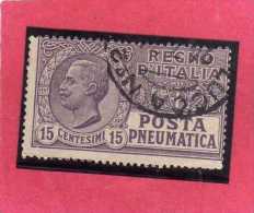 ITALIA REGNO ITALY KINGDOM 1913 1923 POSTA PNEUMATICA EFFIGIE RE VITTORIO EMANUELE EFFIGY KING CENT. 15 USED USATO - Poste Pneumatique