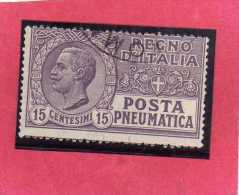 ITALIA REGNO ITALY KINGDOM 1913 1923 POSTA PNEUMATICA EFFIGIE RE VITTORIO EMANUELE EFFIGY KING CENT. 15 USED USATO - Pneumatische Post