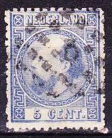 1867 Koning Willem III 5 Cent Blauw Tanding 13½  Type II NVPH 7 II C - Gebraucht