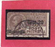 ITALIA REGNO ITALY KINGDOM 1924 1925 POSTA PNEUMATICA EFFIGIE RE VITTORIO EMANUELE EFFIGY KING CENT. 20 SU 10 USED USATO - Correo Neumático