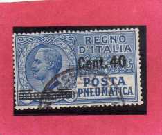 ITALIA REGNO ITALY KINGDOM 1924 1925 POSTA PNEUMATICA EFFIGIE RE VITTORIO EMANUELE EFFIGY KING CENT. 40 SU 20 USED USATO - Posta Pneumatica