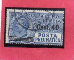 ITALIA REGNO ITALY KINGDOM 1924 1925 POSTA PNEUMATICA EFFIGIE RE VITTORIO EMANUELE EFFIGY KING CENT. 40 SU 20 USED USATO - Pneumatic Mail