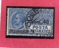 ITALIA REGNO ITALY KINGDOM 1924 1925 POSTA PNEUMATICA EFFIGIE RE VITTORIO EMANUELE EFFIGY KING CENT. 40 SU 20 USED USATO - Pneumatische Post