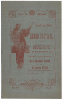(25) PONTARLIER Festival Musique 09/1922 Maréchal Joffre Musique Militaire De Colombier Fanfare Italienne De Neuchâtel - Franche-Comté