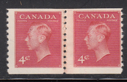 Canada MH Scott #300 4c George VI, Dark Carmine Paste-up Pair - Neufs